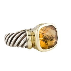 David Yurman Silver Citrine Noblesse Cocktail Ring 7.5